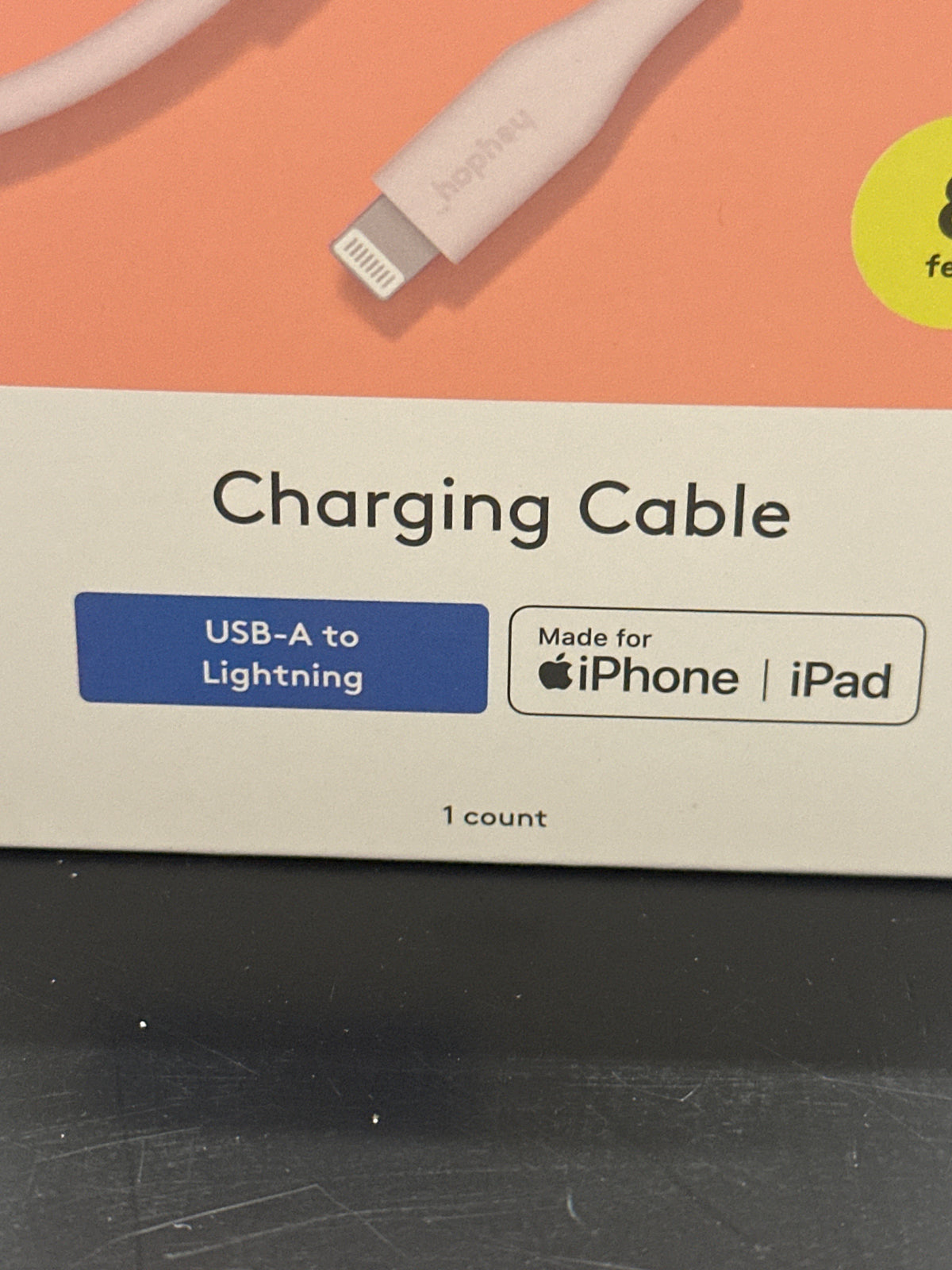 heyday Pastel Pink 8ft USB-A to Lightning Silicone Charging Cable