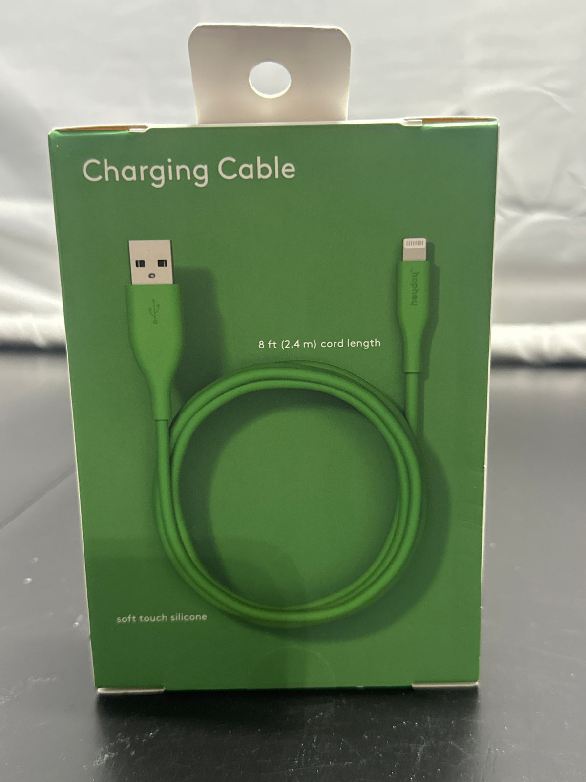heyday Apple Green 8ft USB-A to Lightning Silicone Charging Cable