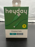 heyday Apple Green 10ft USB-A to USB-C Charging Cable retail packaging