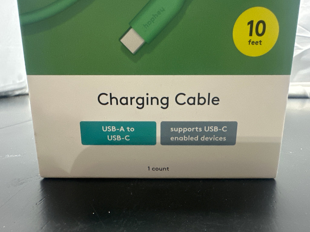 heyday Apple Green 10ft USB-A to USB-C Charging Cable