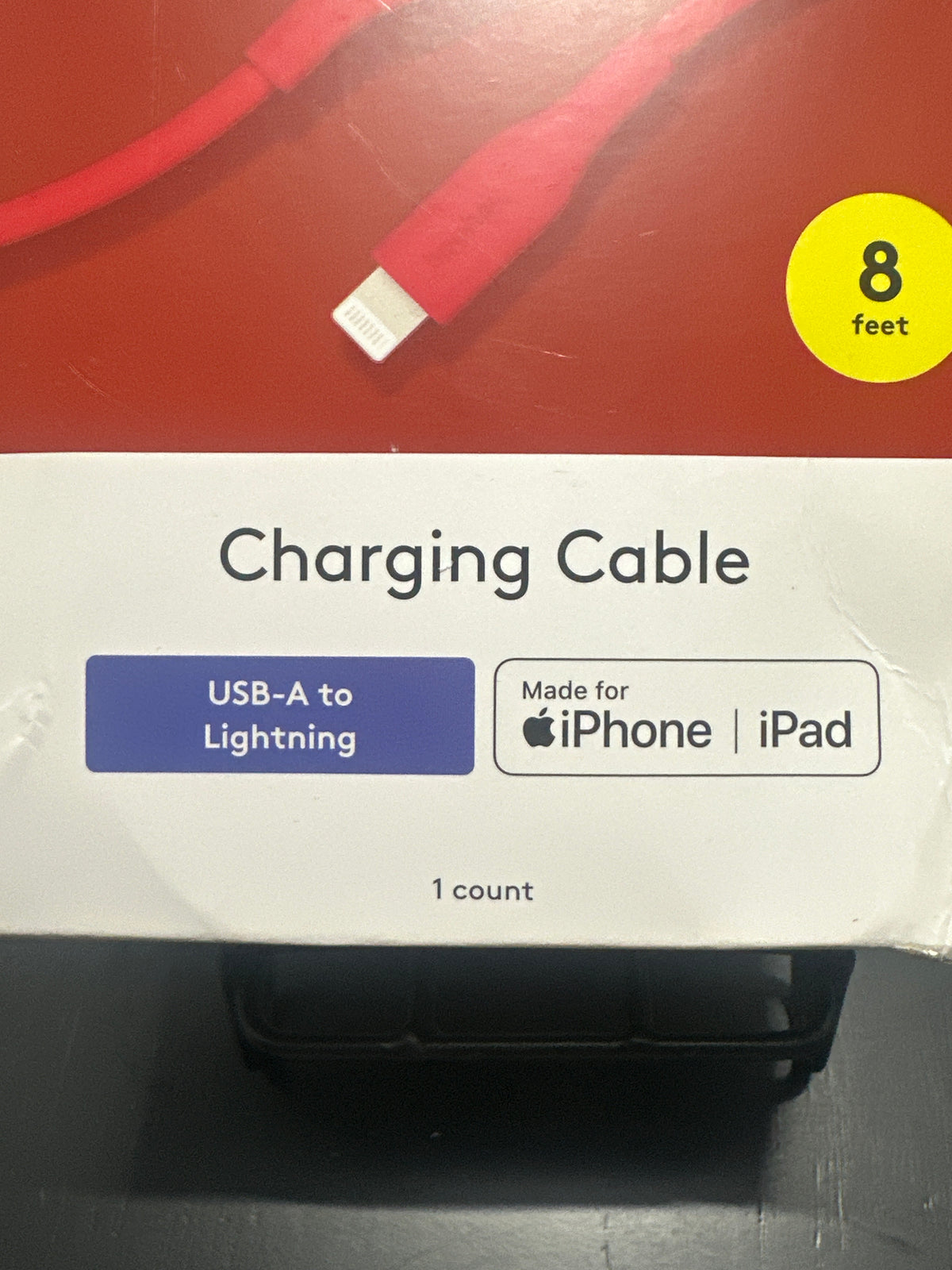 heyday Poppy Red 8ft USB-A to Lightning Silicone Charging Cable