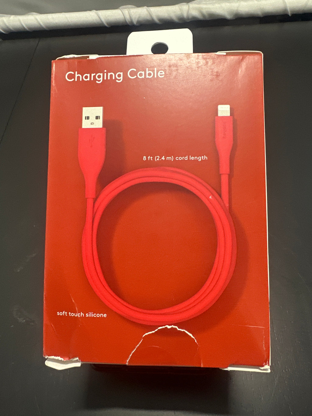 heyday Poppy Red 8ft USB-A to Lightning Silicone Charging Cable