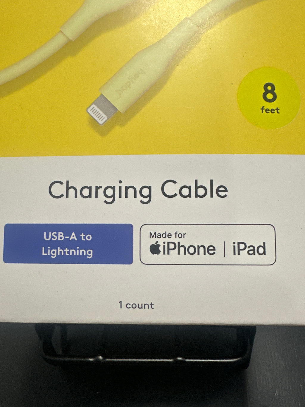 heyday Pastel Yellow 8ft USB-A to Lightning Silicone Charging Cable