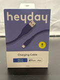 heyday Future Dusk 8ft USB-A to Lightning Silicone Charging Cable retail packaging