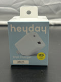 heyday blue 25W dual-port wall charger retail box front
