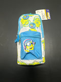 Minions backpack pencil case with 2 pins, blue and yellow