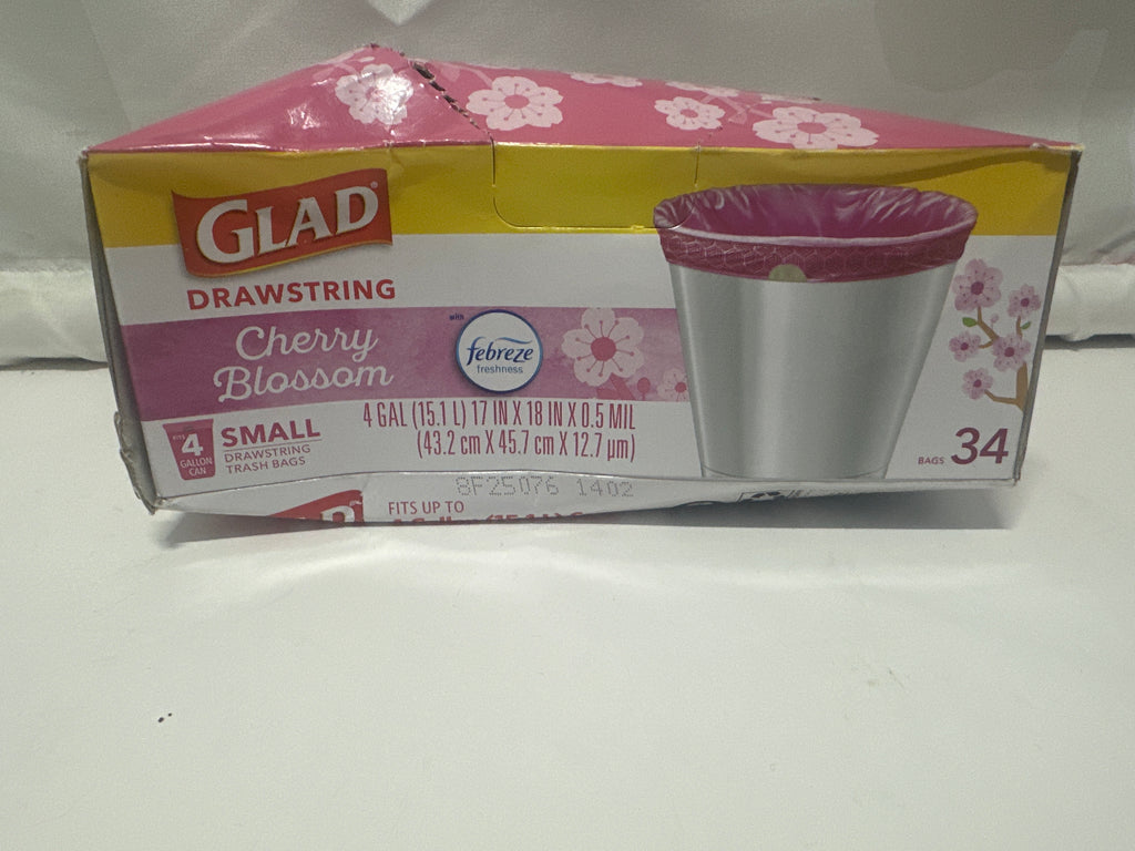 Glad Drawstring Trash Bags – Cherry Blossom Scent (4 Gallon, 34 Count)