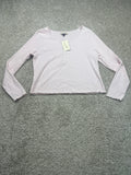 Universal Thread women's pink pointelle henley shirt front