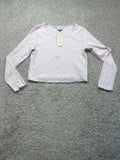 Universal Thread women's pink pointelle henley shirt front