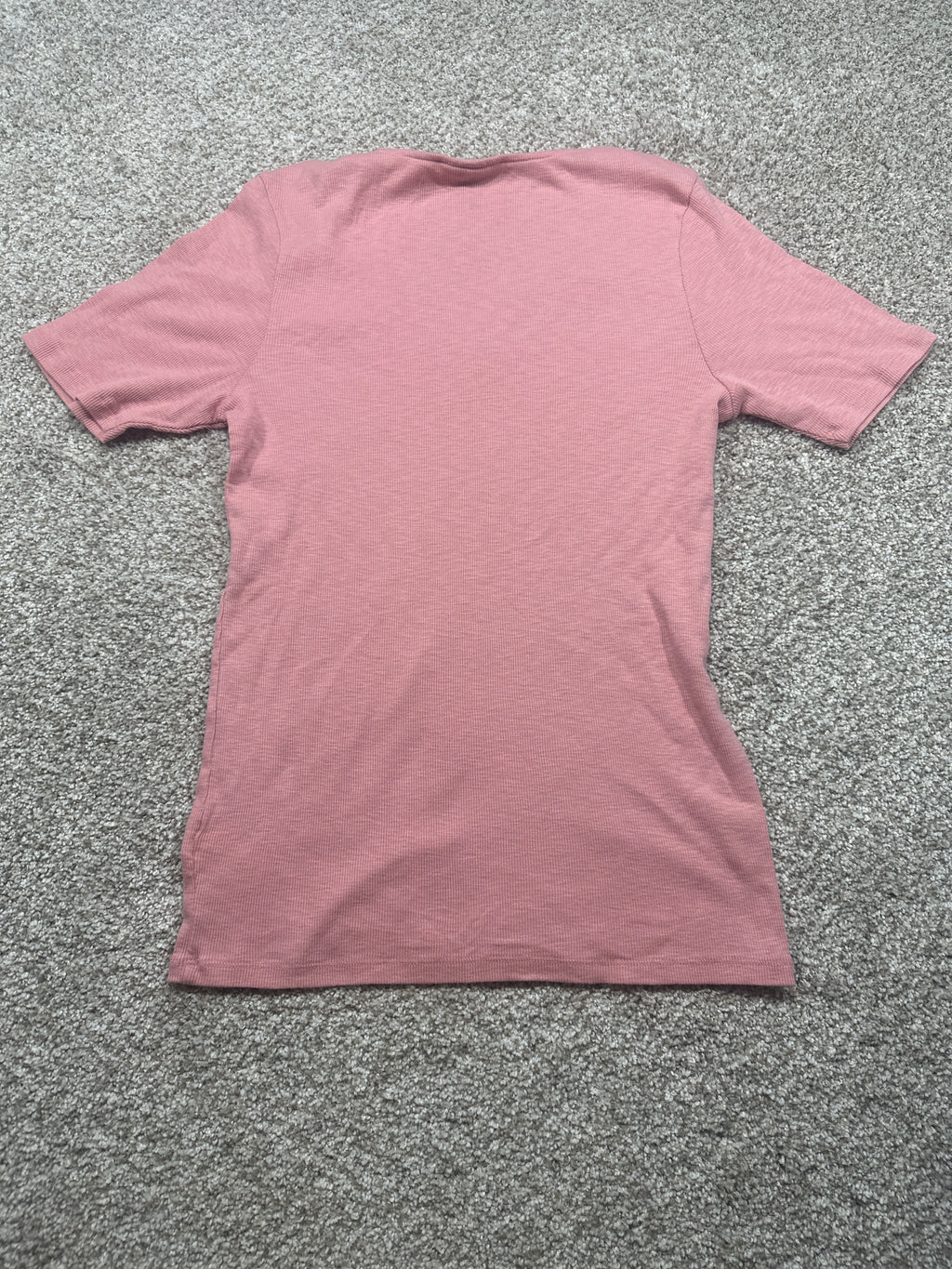 Universal Thread women's pink lace-trim ribbed short sleeve T-shirt back