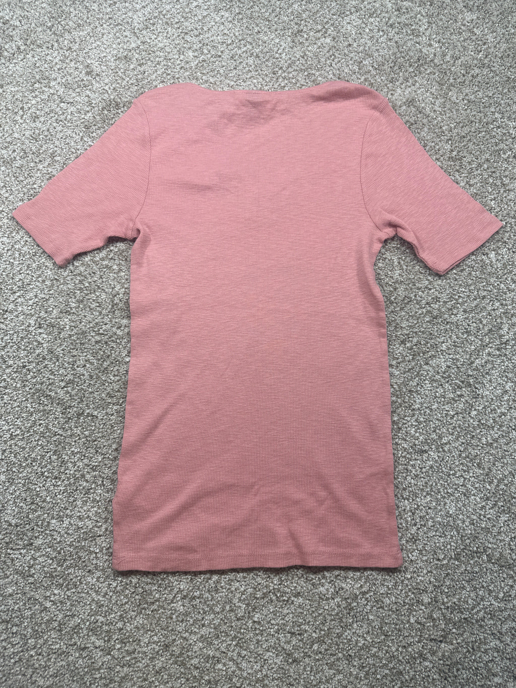 Universal Thread women's pink lace-trim ribbed short sleeve T-shirt back