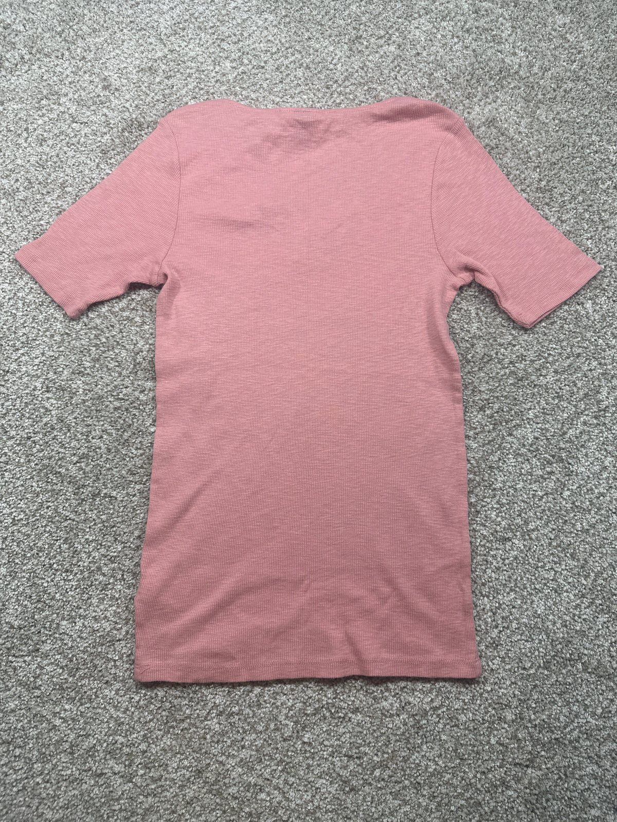 Universal Thread women's pink lace-trim ribbed short sleeve T-shirt back