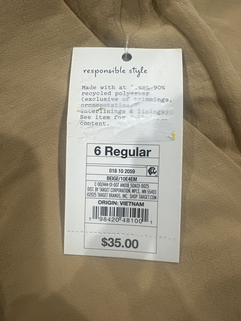 A New Day Women's Beige Pull On Wide Leg Pants Regular
