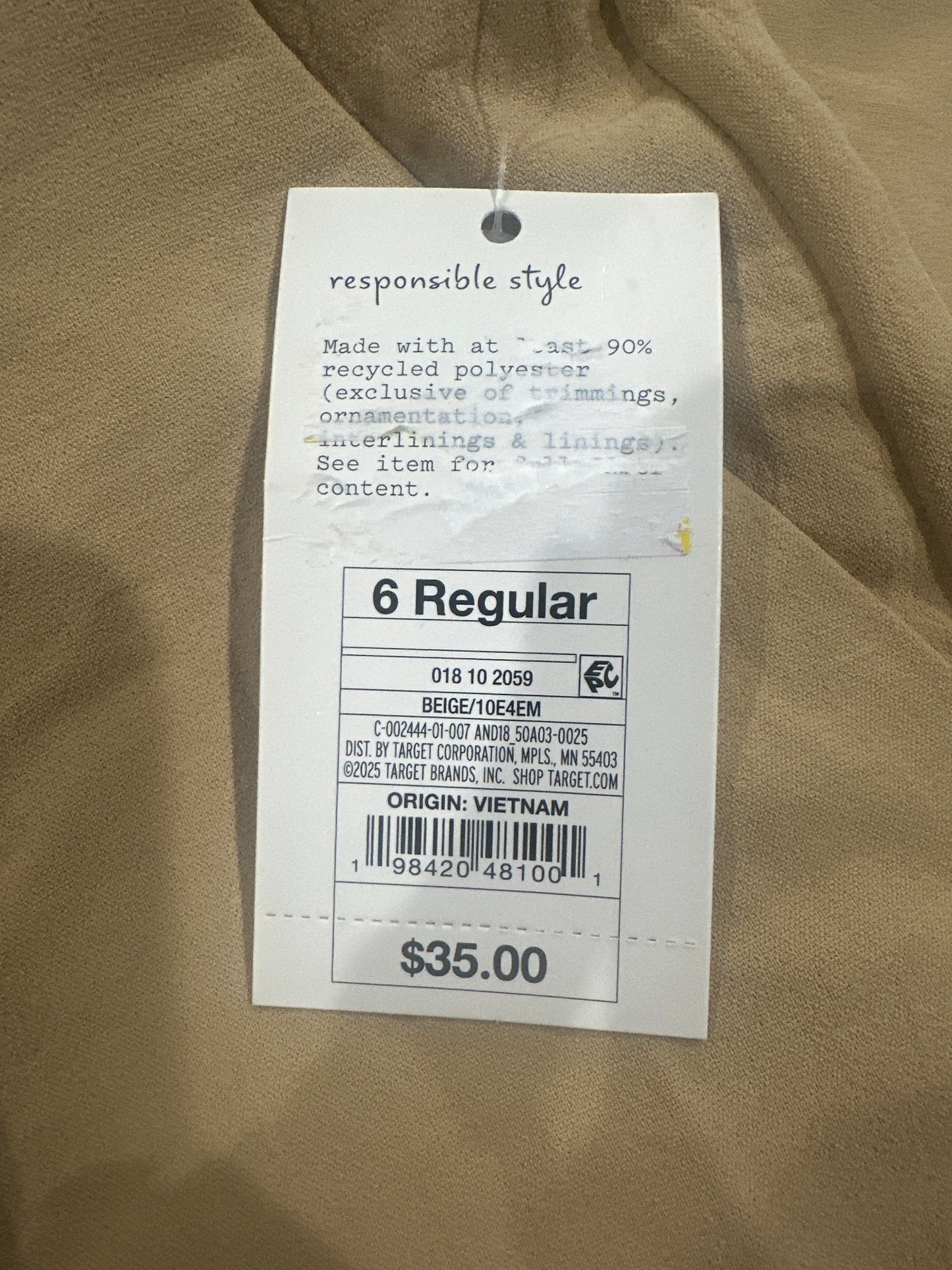A New Day Women's Beige Pull On Wide Leg Pants Regular