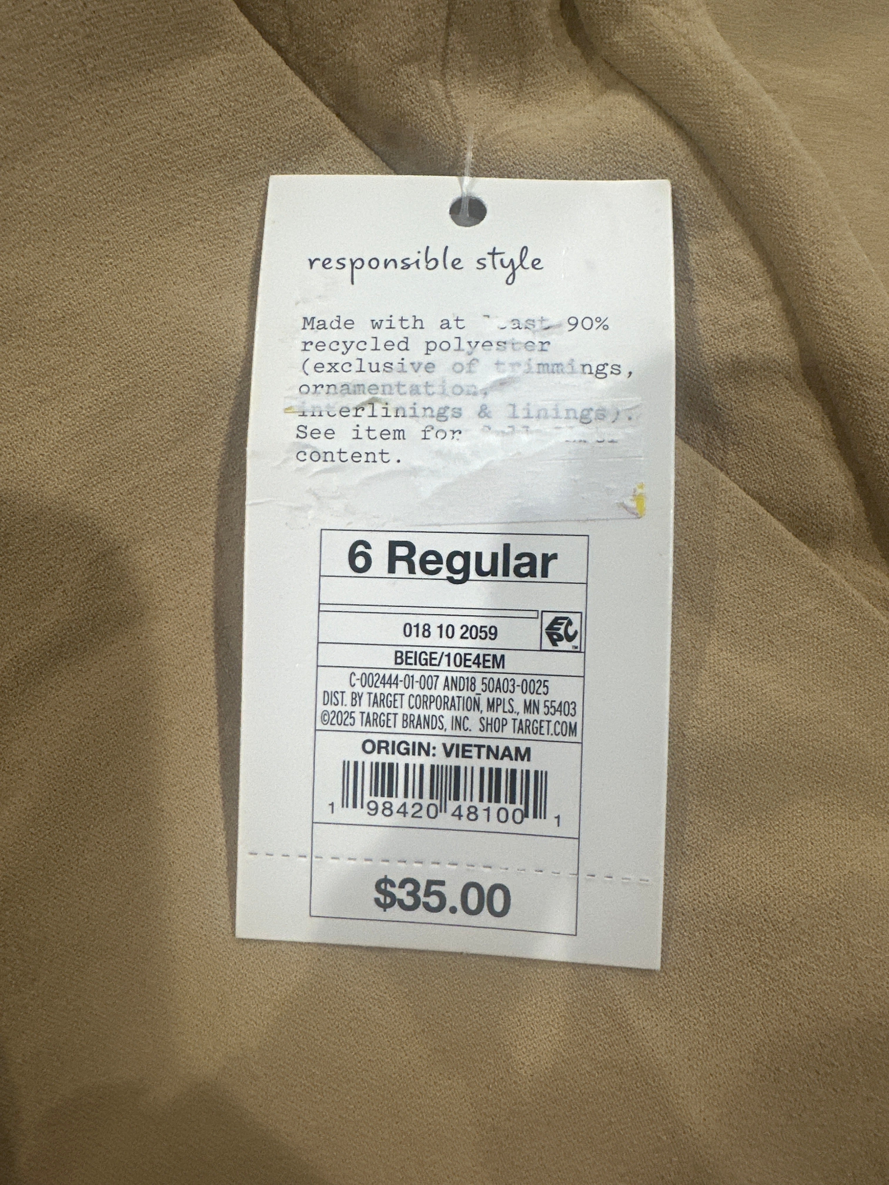 A New Day Women's Beige Pull On Wide Leg Pants Regular