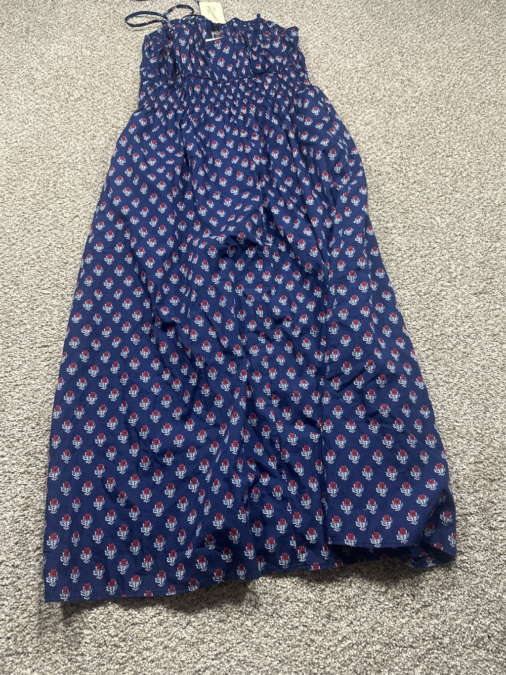 Universal Thread Women's Navy Floral Tie-Shoulder Cotton Maxi Dress S