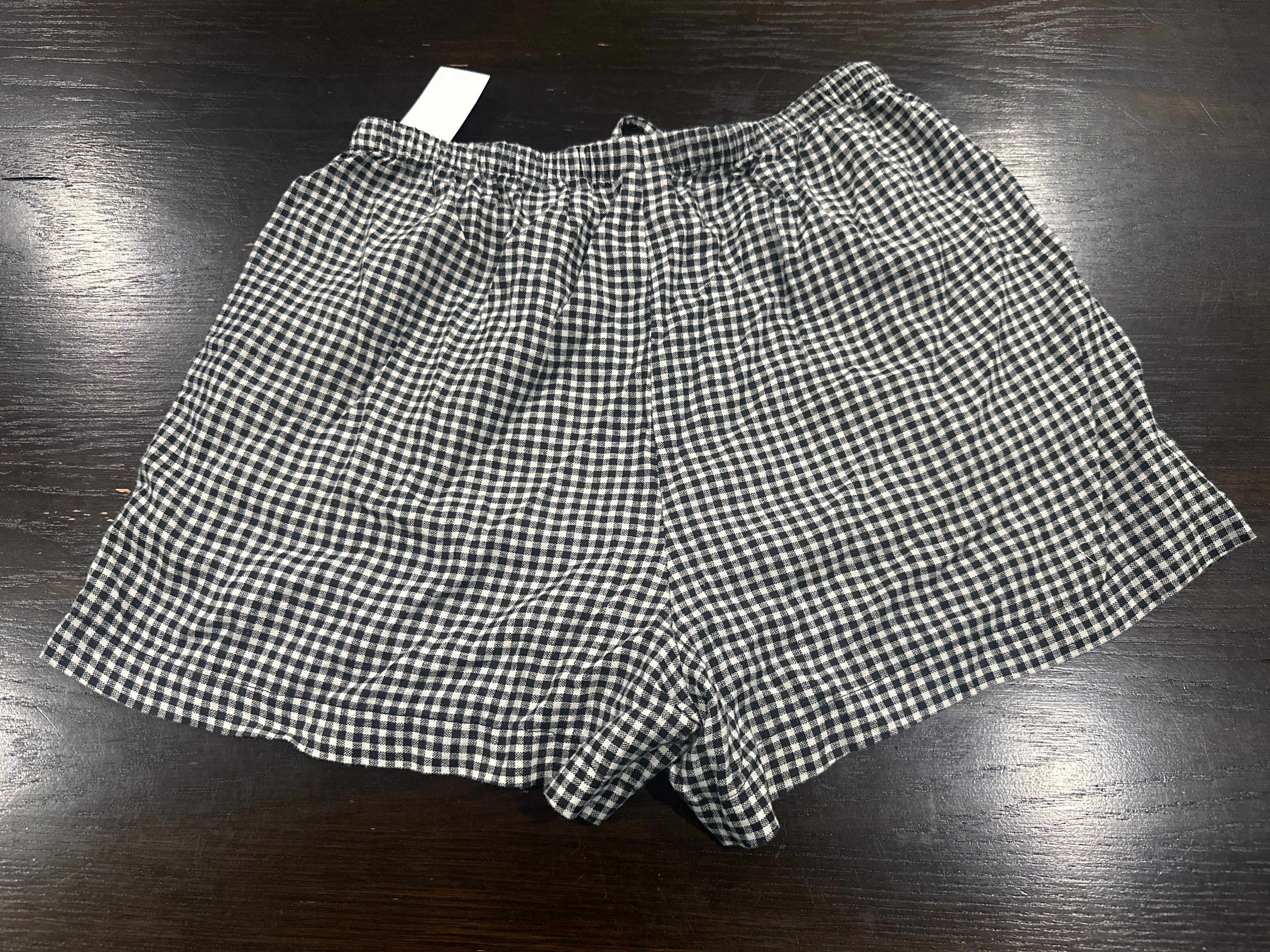 A New Day Women's Gingham Pull On Shorts Black White