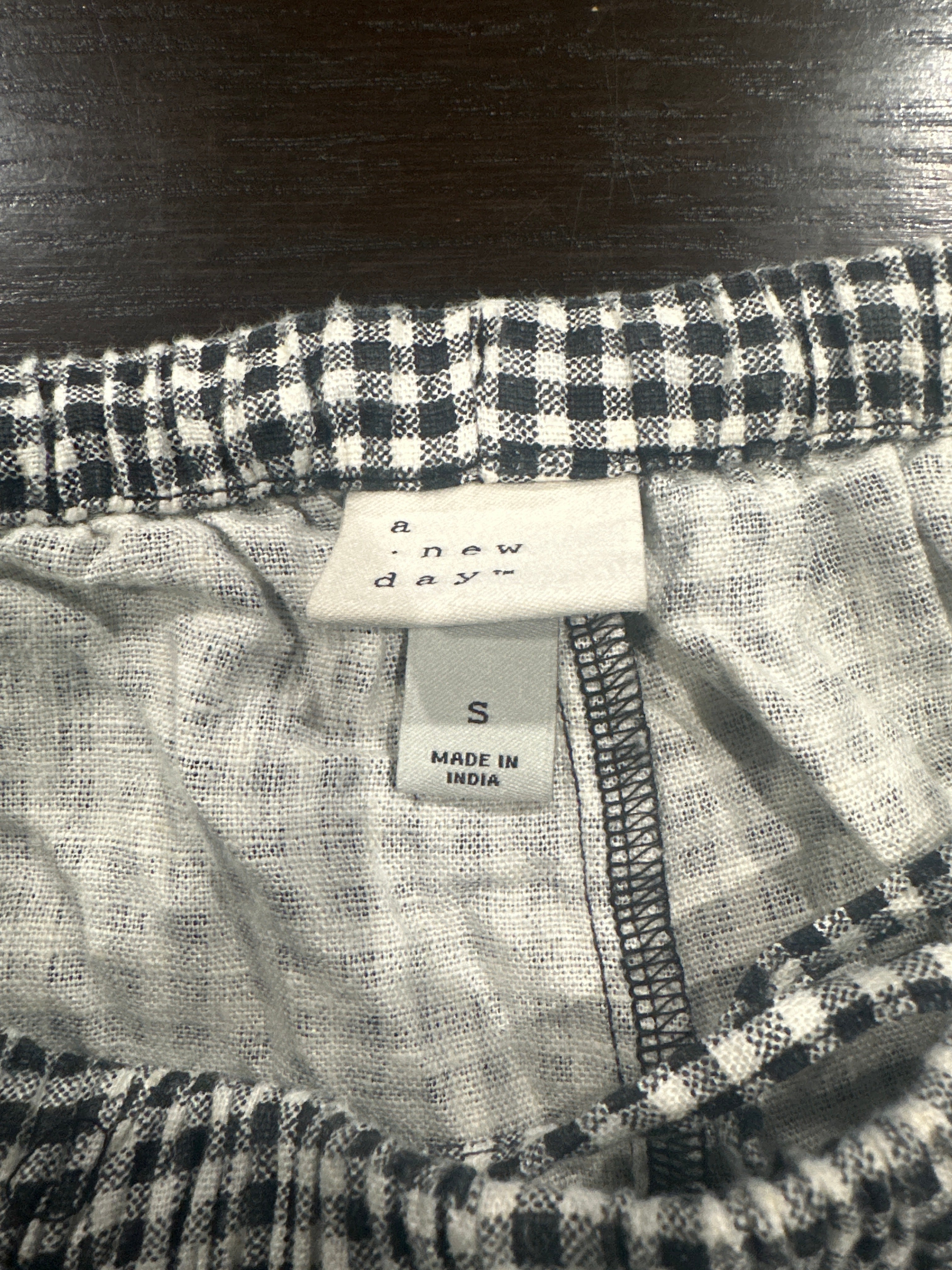 A New Day Women's Gingham Pull On Shorts Black White