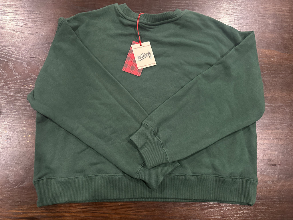 Woolrich Women's Floral Crewneck Sweatshirt Green Pullover Fleece