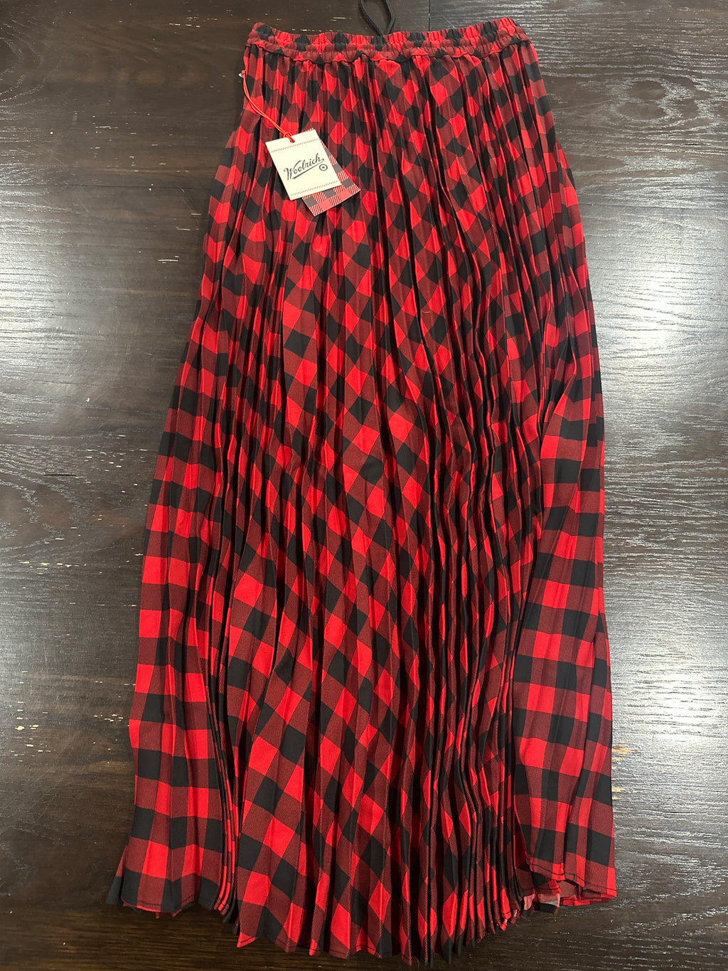 Woolrich Women's Pleated Ankle Skirt Red Black Buffalo Plaid