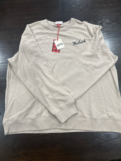 Woolrich Men's Crewneck Sweatshirt Hiking Boots Graphic Beige