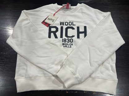 Woolrich Womens White Crewneck Sweatshirt Woolen Mills Graphic