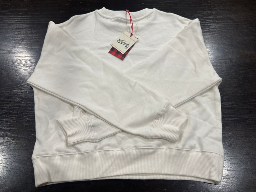 Woolrich Womens White Crewneck Sweatshirt Woolen Mills Graphic