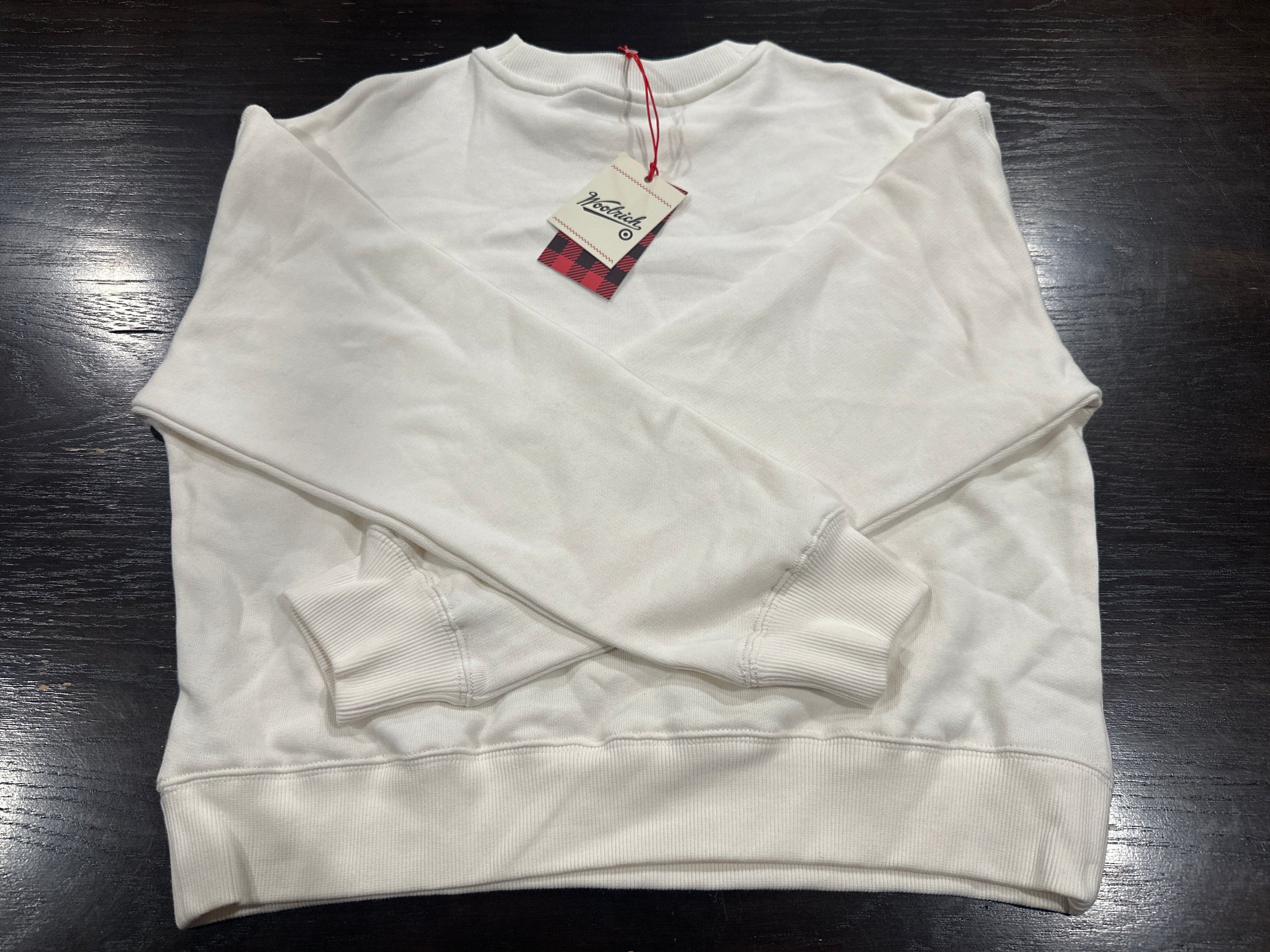 Woolrich Womens White Crewneck Sweatshirt Woolen Mills Graphic