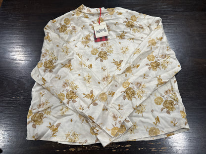 Woolrich Women's Floral Utility Shirt Button Up White Yellow Long Sleeve