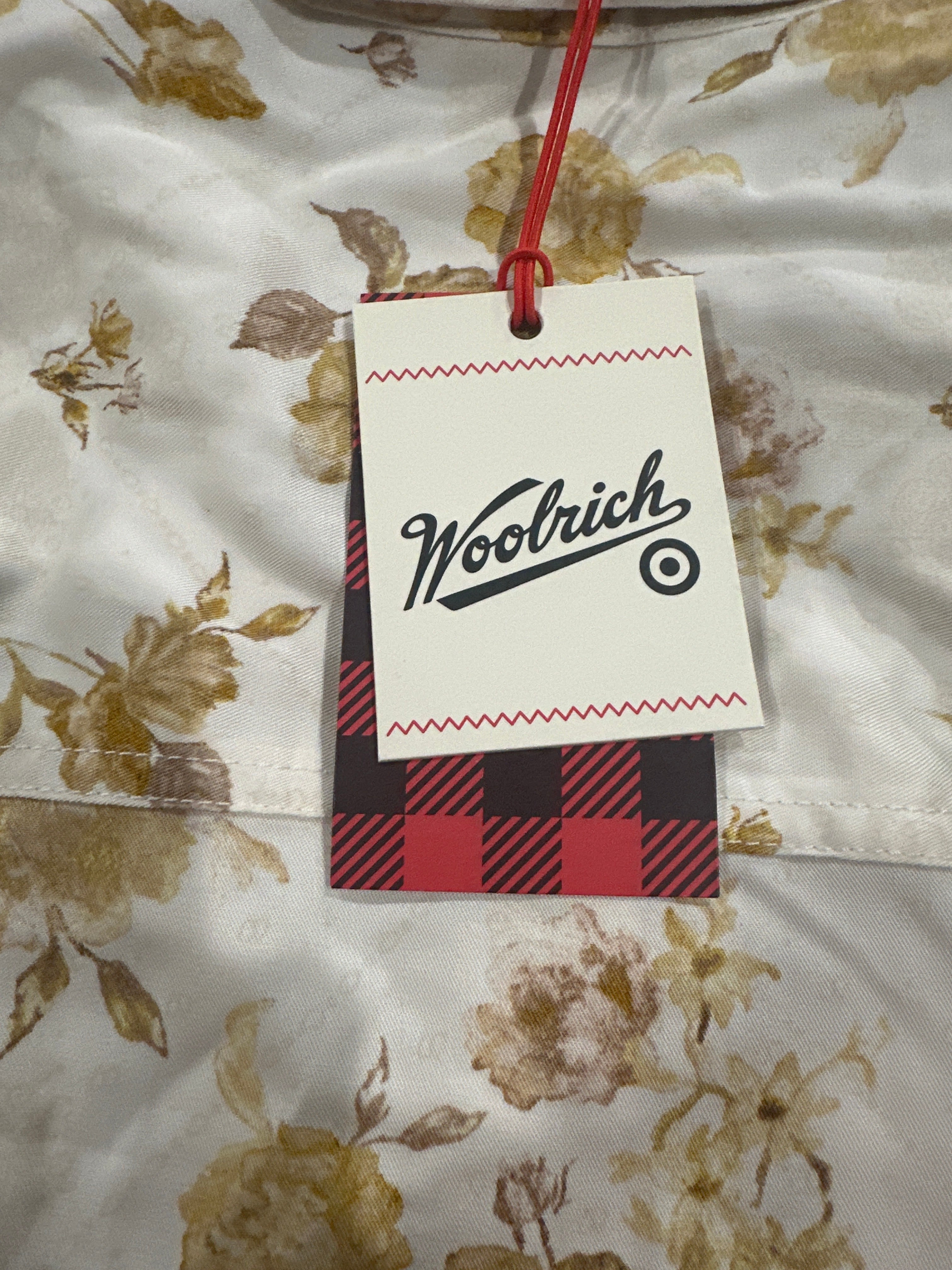 Woolrich Women's Floral Utility Shirt Button Up White Yellow Long Sleeve