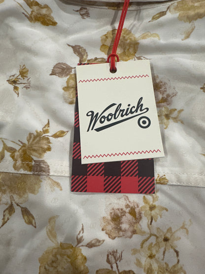 Woolrich Women's Floral Utility Shirt Button Up White Yellow Long Sleeve