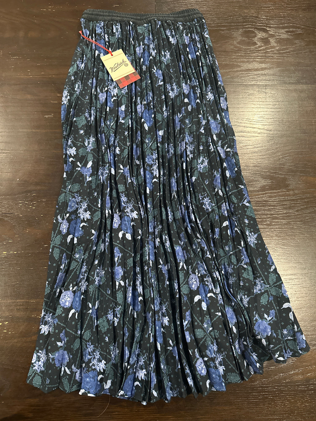 Woolrich Women's Pleated Ankle Skirt Floral Blue Black Midi Skirt