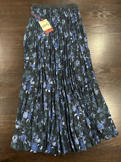Woolrich Women's Pleated Ankle Skirt Floral Blue Black Midi Skirt
