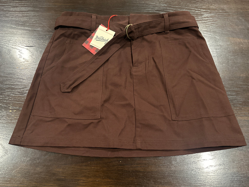 Woolrich Womens Dark Brown Belted Mini Skirt Casual Utility Style