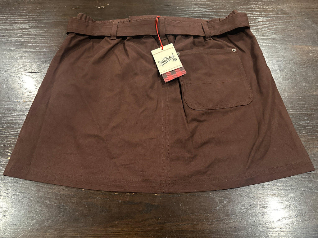Woolrich Womens Dark Brown Belted Mini Skirt Casual Utility Style