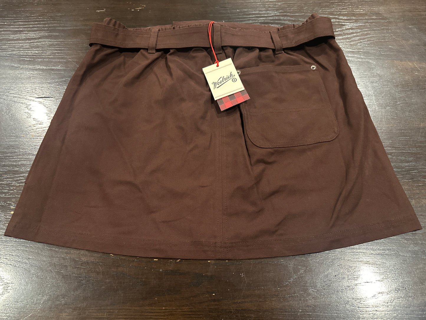 Woolrich Womens Dark Brown Belted Mini Skirt Casual Utility Style