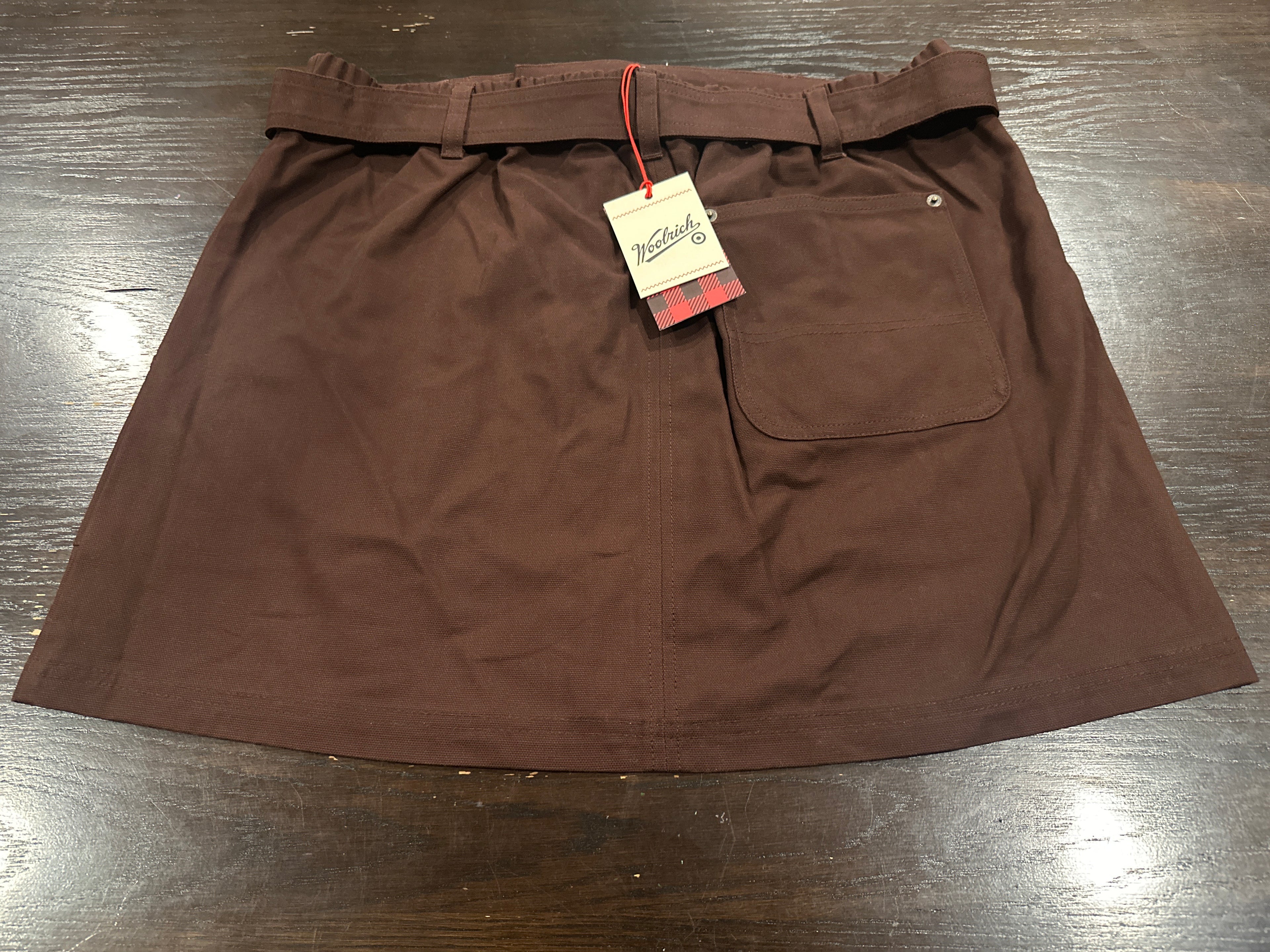 Woolrich Womens Dark Brown Belted Mini Skirt Casual Utility Style