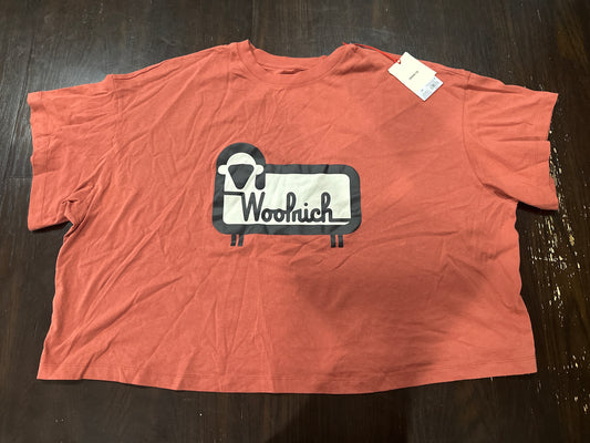 Woolrich Shirt Womens Rust Red Sheep Logo Graphic Tee 100% Cotton Crewneck