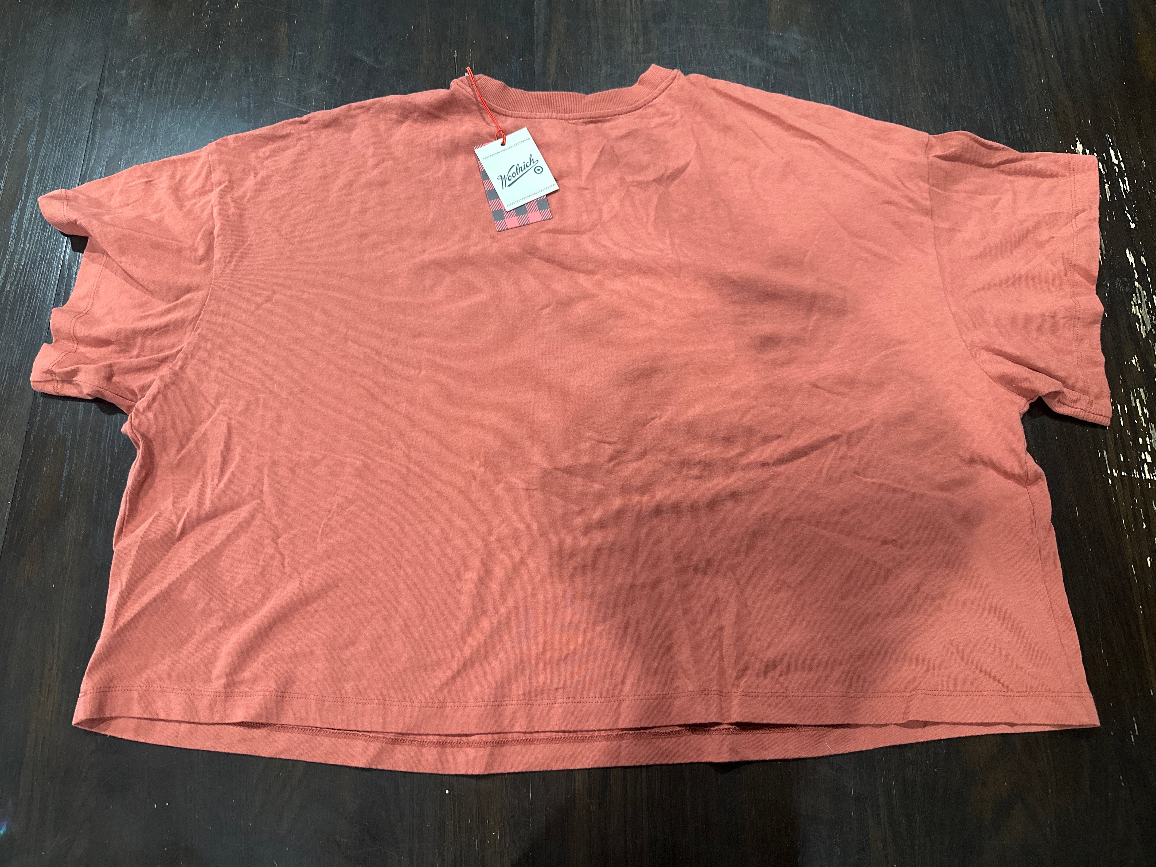 Woolrich Shirt Womens Rust Red Sheep Logo Graphic Tee 100% Cotton Crewneck