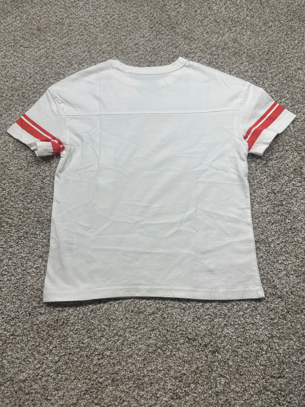 Cat & Jack Boys White Oversized Varsity Stripe Short Sleeve T-Shirt XS 4/5 NWT