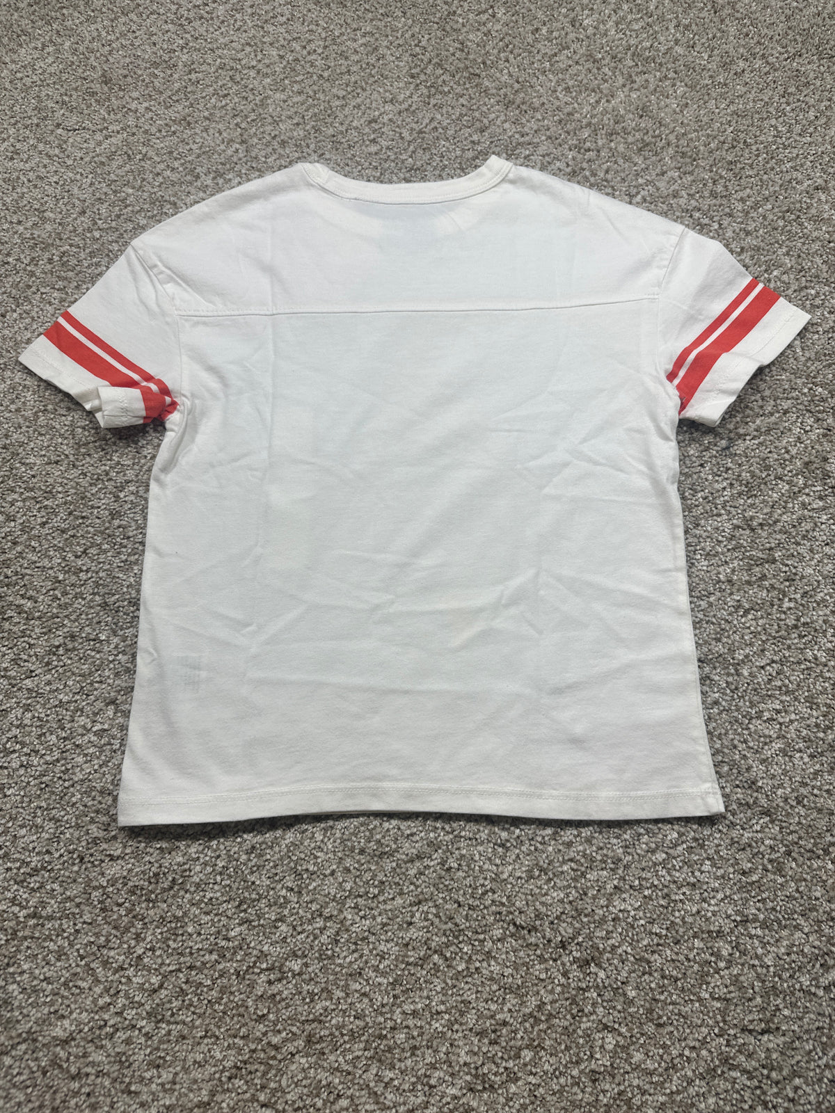 Cat & Jack Boys White Oversized Varsity Stripe Short Sleeve T-Shirt XS 4/5 NWT