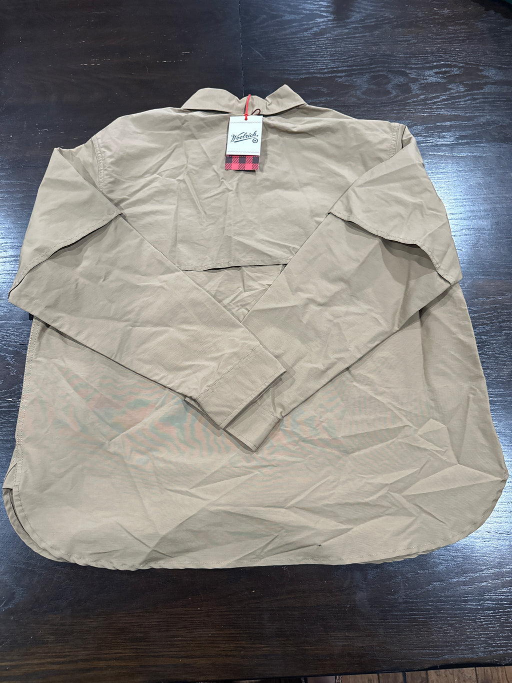 Woolrich Men's Khaki Lined Fishing Shirt Button Up Long Sleeve