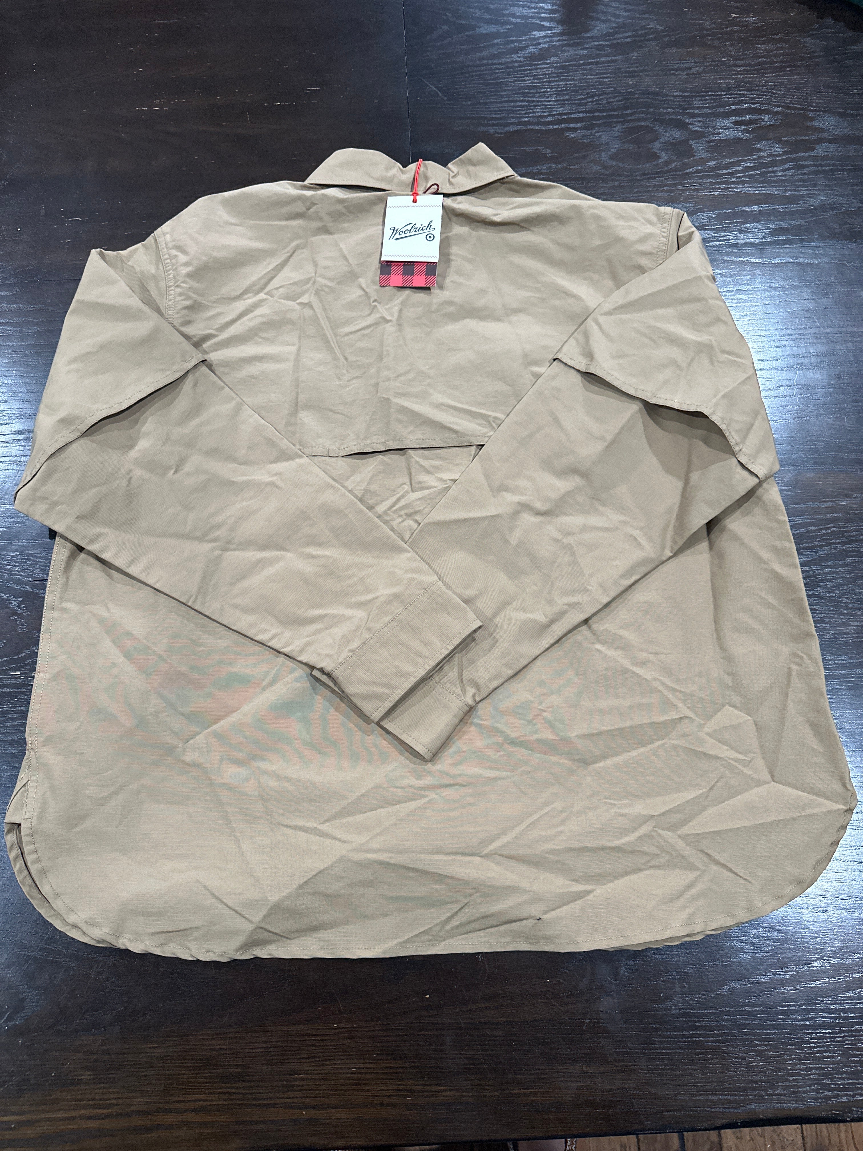 Woolrich Men's Khaki Lined Fishing Shirt Button Up Long Sleeve