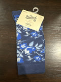 Woolrich Crew Socks Mid Weight Floral Pattern Blue S/M
