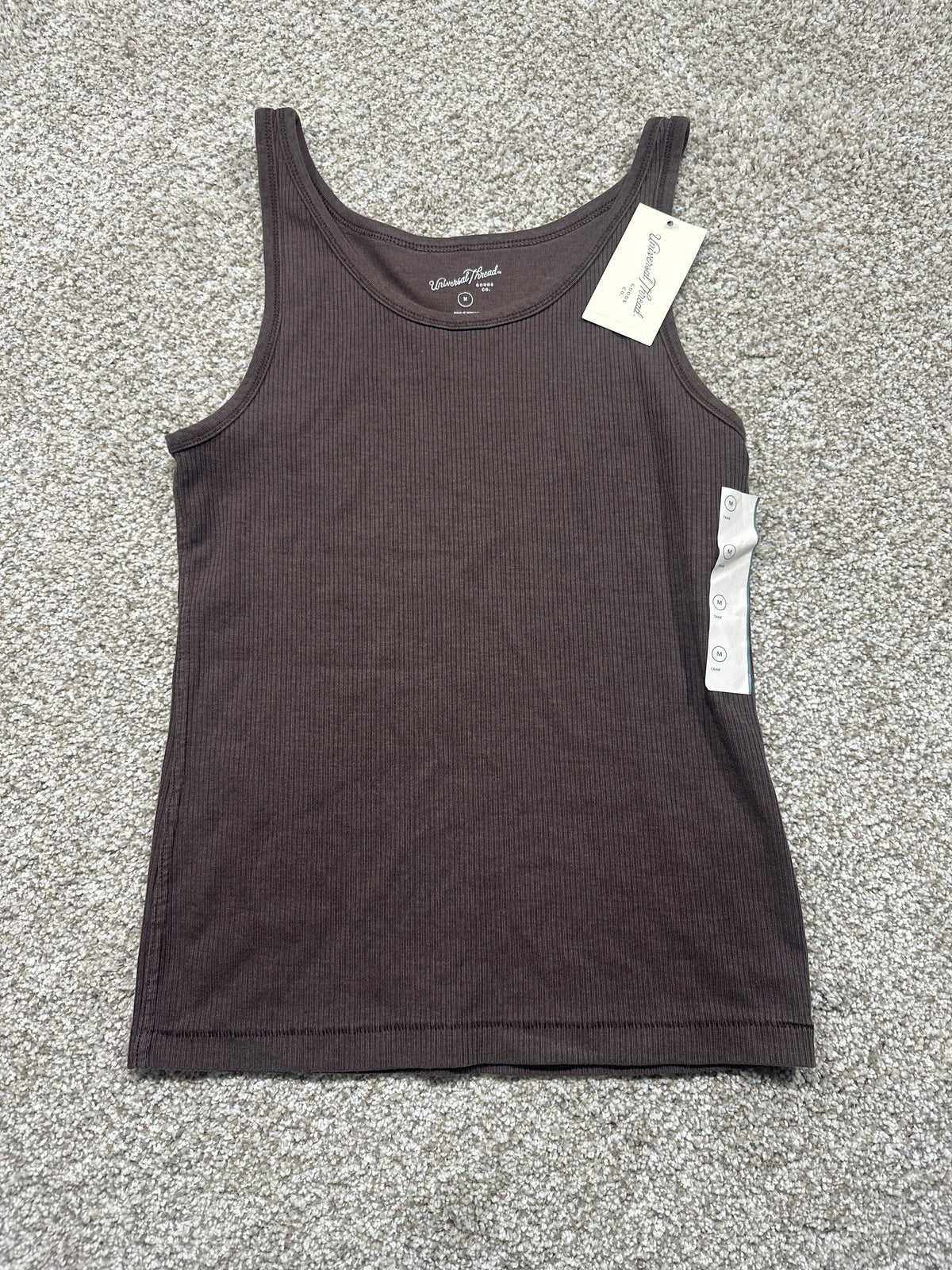 Universal Thread women’s morel brown ribbed tank top front view