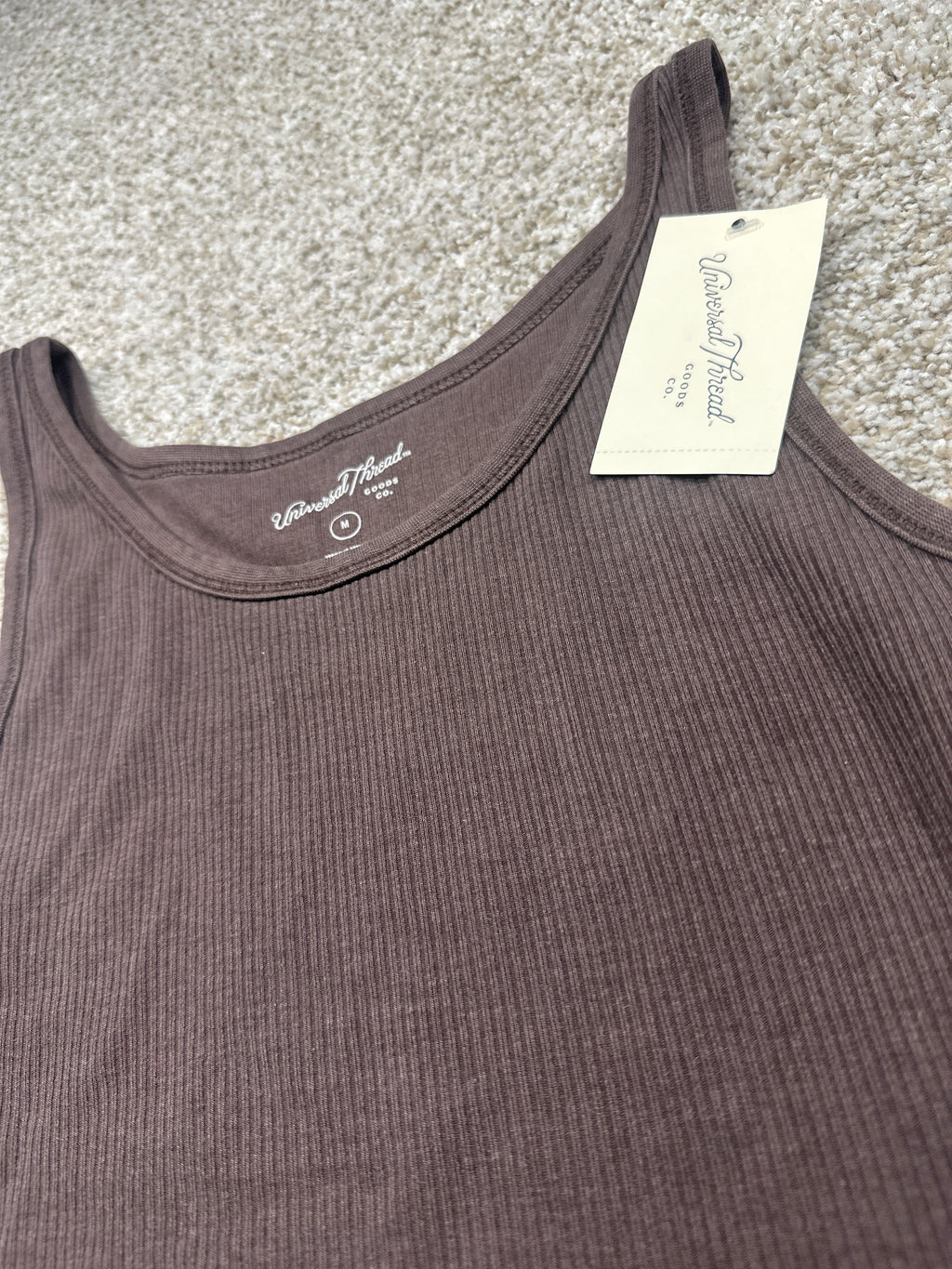 Universal Thread morel brown ribbed tank top size M detail
