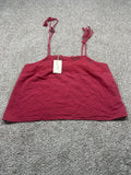 Universal Thread women’s berry red cotton gauze lace trim cami front view