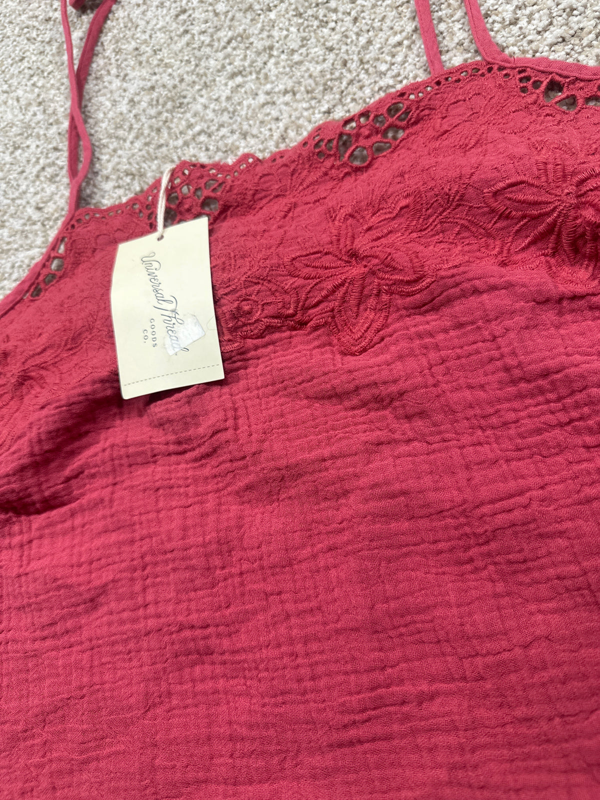 Universal Thread berry red cami lace trim and adjustable tie straps