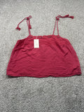 Universal Thread women’s berry red cotton gauze lace trim cami front view