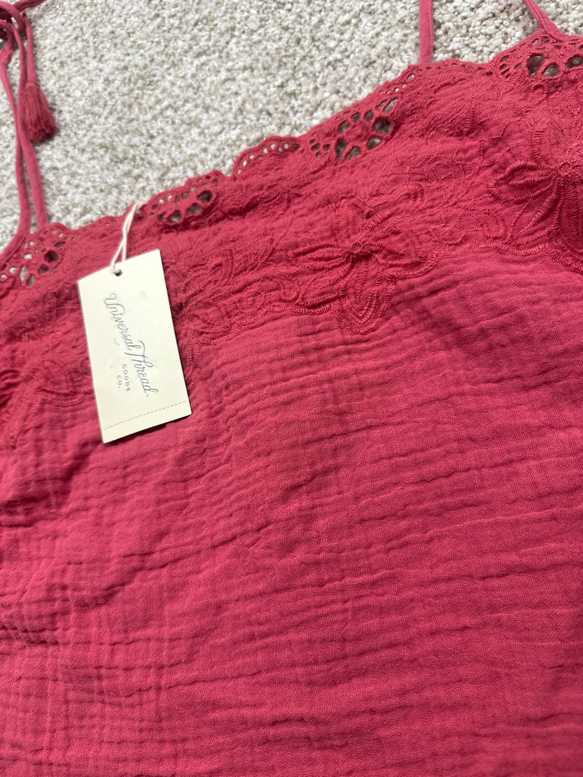 Universal Thread berry red cami lace trim and adjustable tie straps